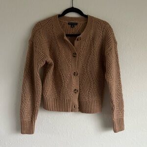Saks Fifth Avenue Brown Cable Knit Cardigan